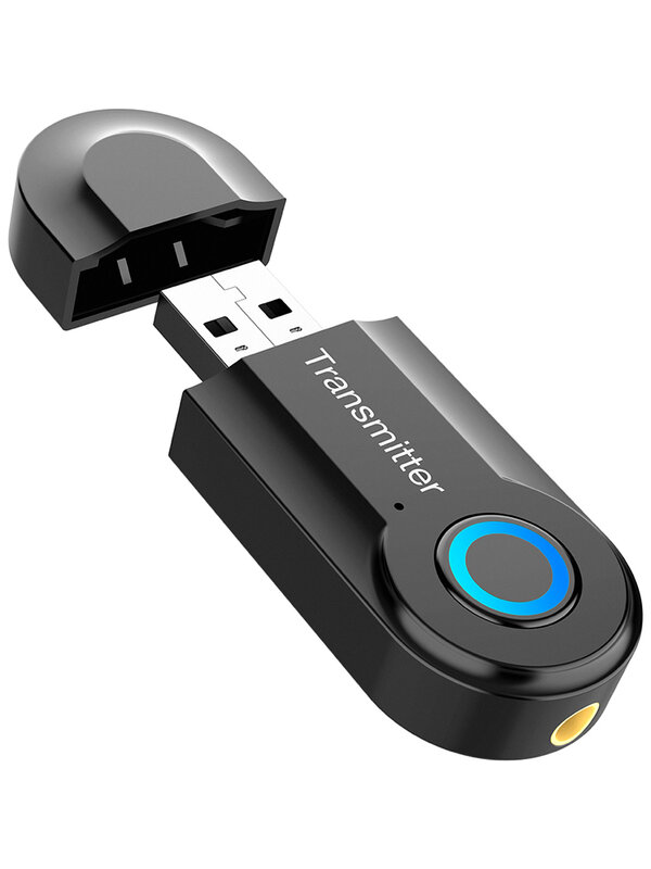 Adaptor Audio nirkabel pemancar Bluetooth, pemancar USB Bluetooth komputer 5.0 pemancar Bluetooth