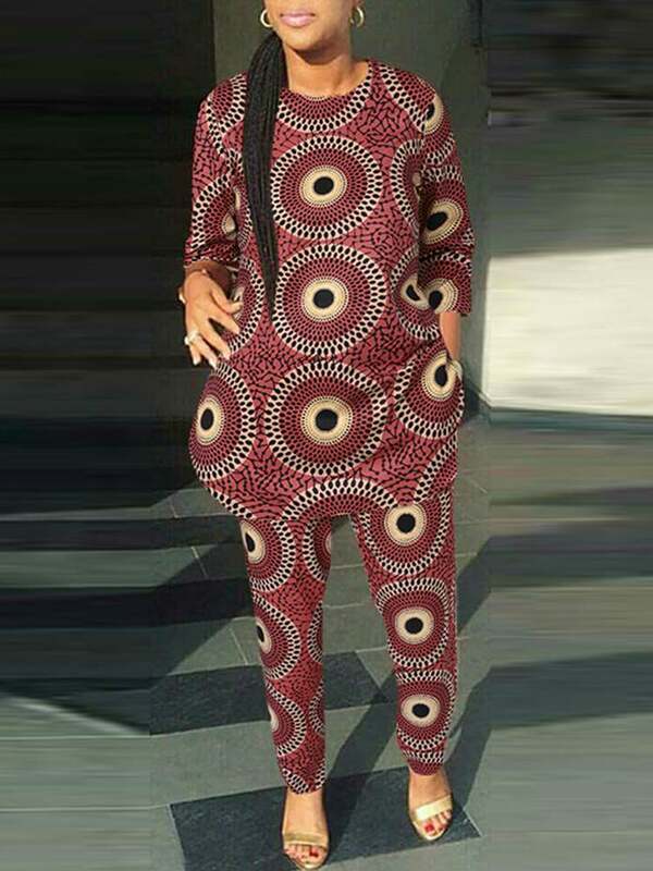 Костюм VONDA женский с длинным рукавом, Элегантный Модный повседневный свободный костюм с принтом, брюки и топы с эластичным поясом, 2023