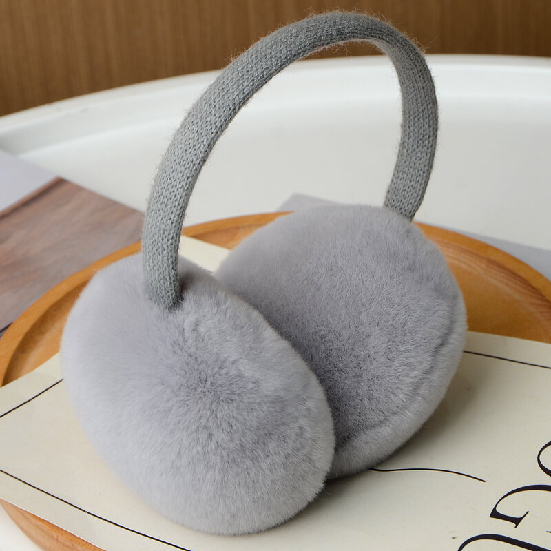 MPPM Natural 100% Rex Rabbit Fur Earmuffs Winter Accessories for Women Winter Ear Muffs Fluffy Earmuff Ear Cover for Winter
