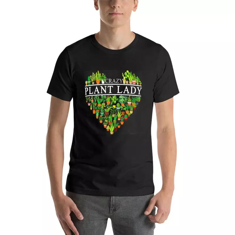 Camiseta de algodón para hombre, camisa con diseño de planta loca y corazón, estilo hippie vintage