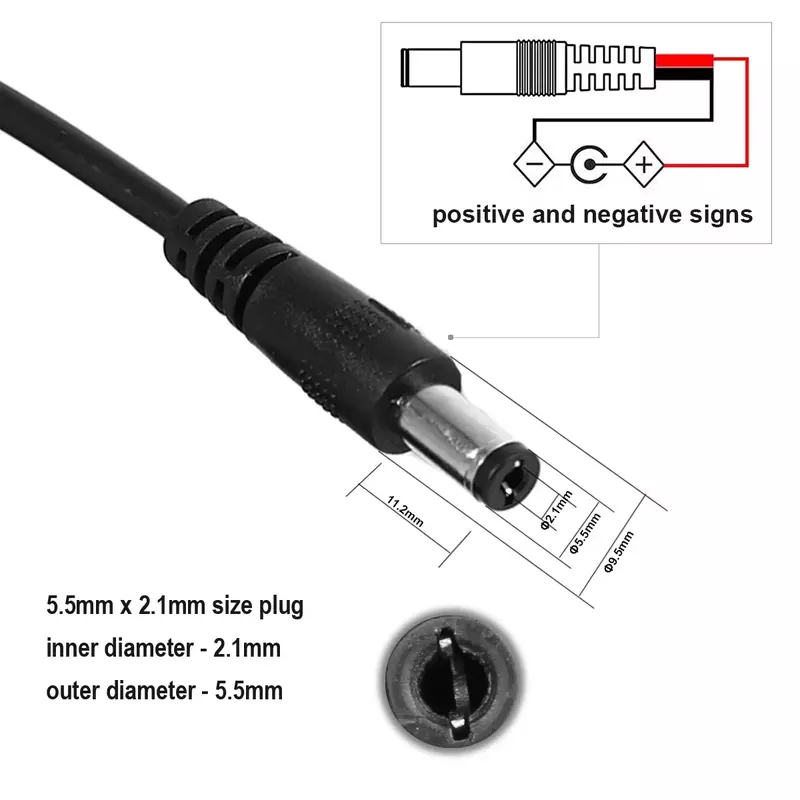 DC 전원 분배기 케이블, 5.5mm 2.1mm 1-2/3/4/5/6/8 웨이, 5V 12V 전원 어댑터 커넥터 코드, LED 스트립 조명 CCTV 카메라용
