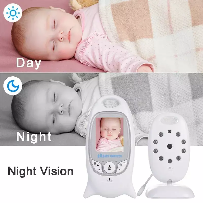 Monitor do bebê sem fio portátil com Live Lullaby Viewing, Display de temperatura LCD, visão noturna infravermelha, Nanny Safety Camera