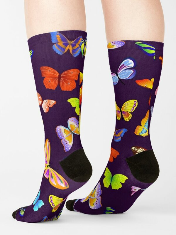 Schmetterling Zeichnung Aquarell Malerei Illustration #1 Socken Designer Marke Hockey Damen Socken Männer