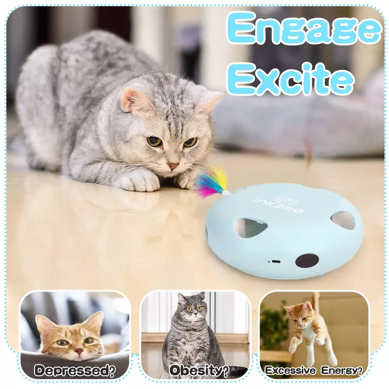 PERKEO-juguetes interactivos para gatos de interior, juguete interactivo inteligente para gatitos, ratones automáticos de 7 agujeros, whack-a-mole