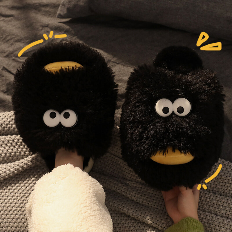 Funny Cotton Slippers Male Winter Plush Couple Warm Indoor Household Thick Sole Cute Slippers Female Winter Slipper