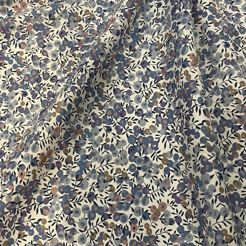 Blueberry 40S Tissun Liberty kapas Poplin kain untuk anak-anak bayi jahit kain gaun rok DIY buatan tangan Patchwork Meter 2023