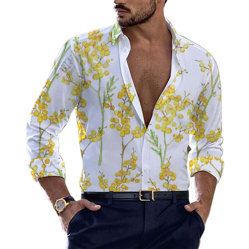 Top Shirt Polyester Printed Regular Button Casual Daily Down Dress Up Fitness Holiday Lapel Party Comfy Fashion