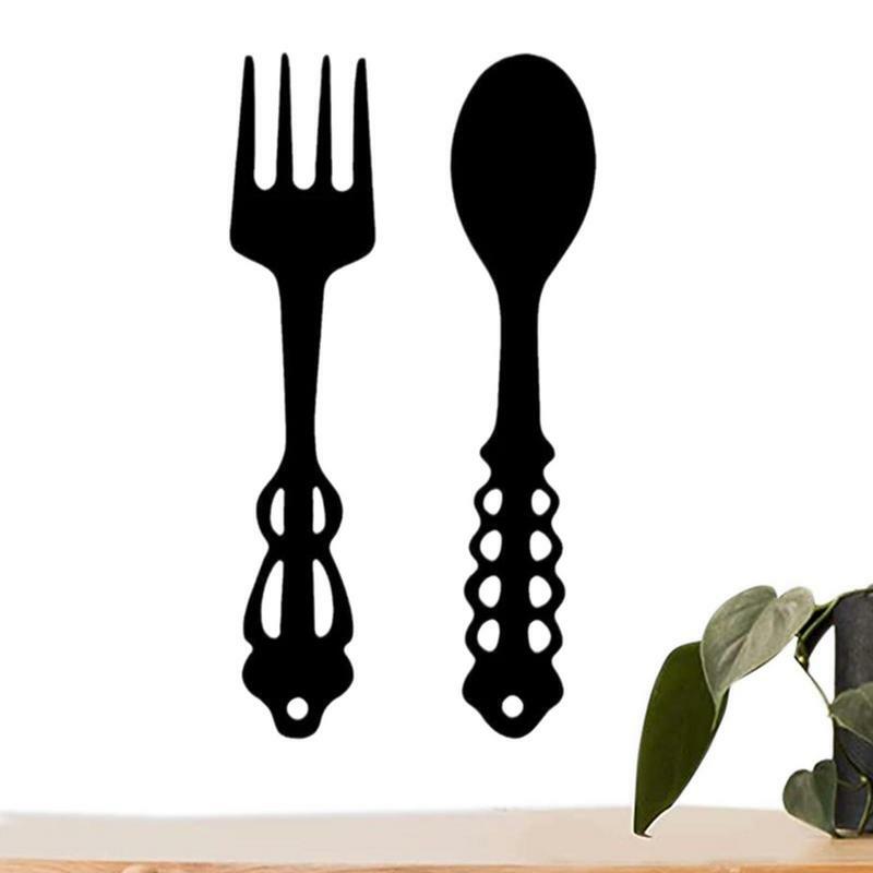 Metal Fork And Spoon Wall Decor Metal Signs Black Posters Cutout Plaque Kitchen Wall Decor Ice Cream Sundae Coffee Spoons