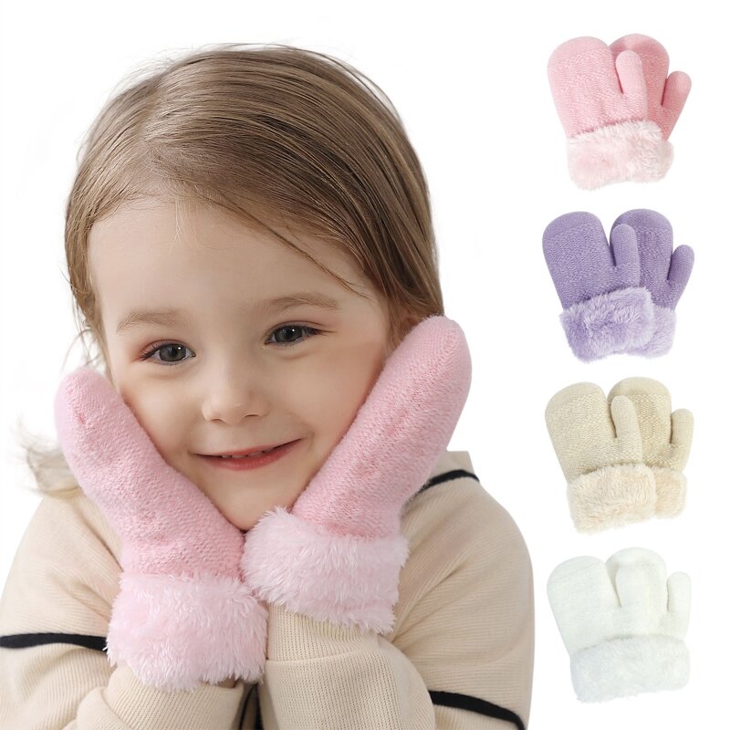 Gants de Ski pour enfants, en peluche, chauds, pour filles et garçons de 1 à 3 ans, respirants, universels, pour doigts complets, hiver