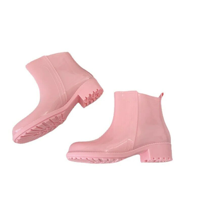 النساء أحذية المطر مطاط مقاوم للماء وحيد منخفض كعب حذاء الشتاء الإناث الأوسط أنبوب موضة جديدة سوداء ماركة غير رسمية تصميم الكاحل التمهيد