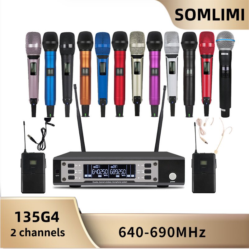 シングル受信機マイクSOMLIMI-EW-135-G4,ダブルポータブルマイク,複数の色,高品質