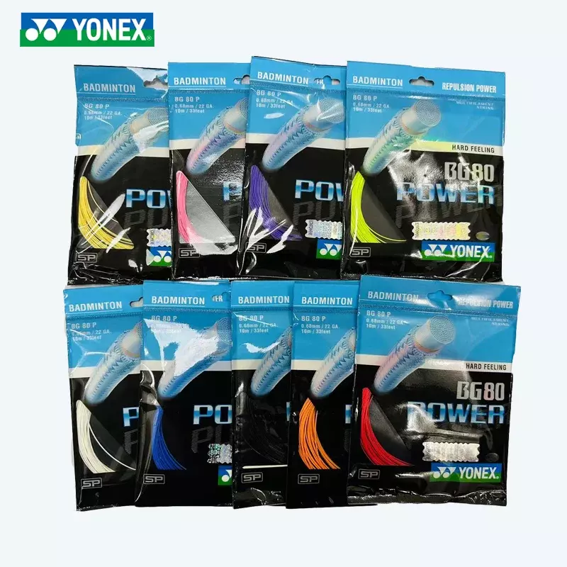 YONEX-Cuerda de raqueta de bádminton BG80 Power (0,68mm), resistencia, alta elasticidad, entrenamiento profesional, competición, cuerda de Bádminton