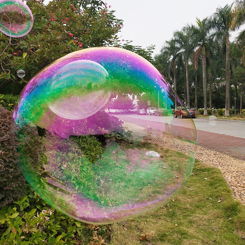 1Set Dubbele Paal Bubble Touw Kleur Gigantische Bubble Cirkel Show Rekwisieten Voor Kinderen Grote Bubbels Speelgoed Cadeau Set Blazen Bubble Tool