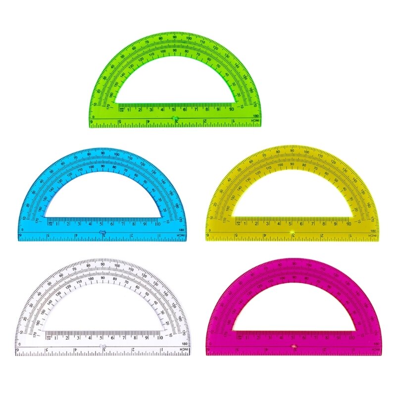 5 Stück 180 Grad Kunststoff-Winkelmesser 6-Zoll-Winkelmesser für Geometriezeichnungen, Schulbürobedarf
