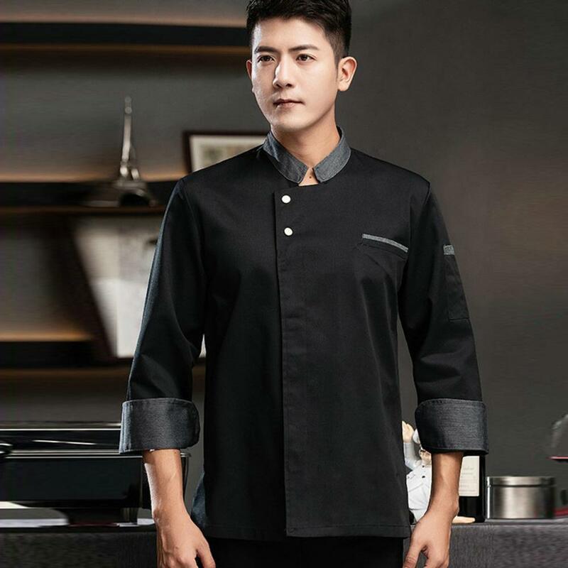 Chemise de chef anti-boulochage à manches longues, manteau de cuisine lavable Chamonix, uniforme de cuisine unisexe, veste de chef anti-salissures