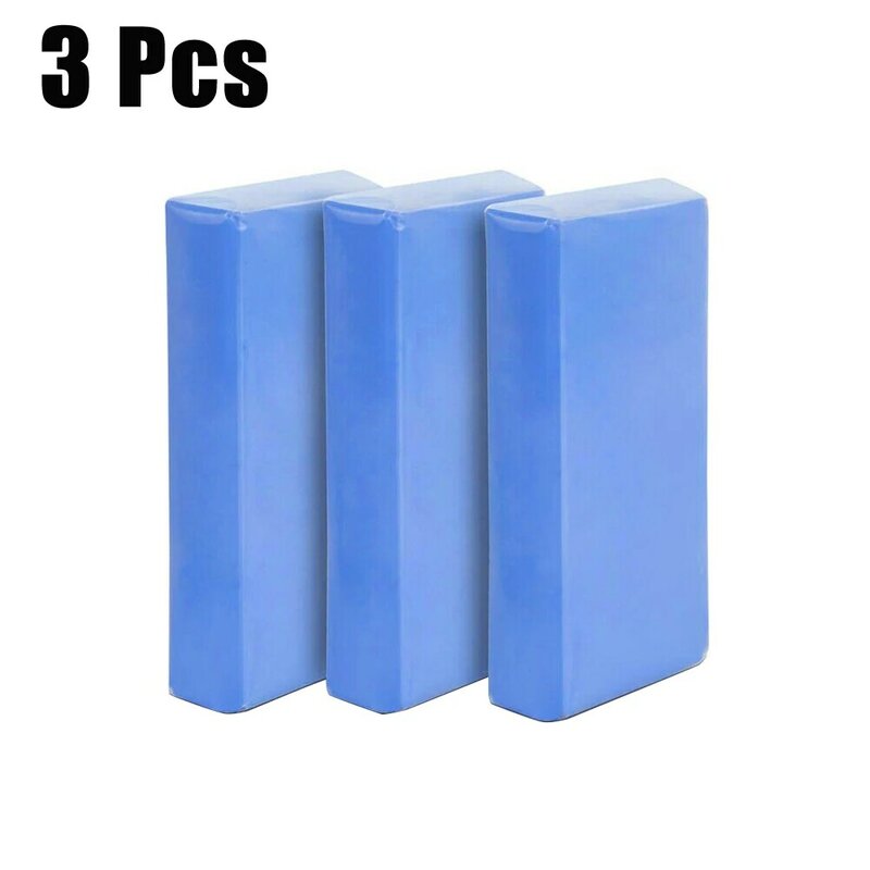 3PCS Clay Cleaning Bar Detailing Waxing Polish Treatment Fine Grade Suitable For Body Parts Glass Mirrors Bumpers Blue