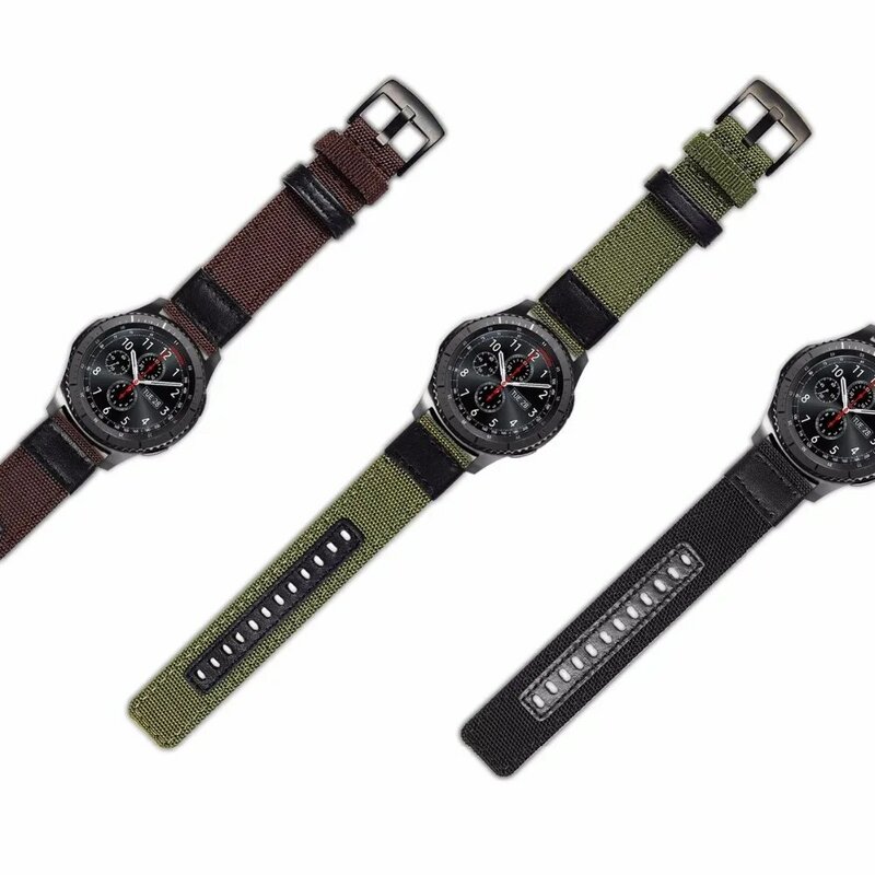 Pulseira de nylon tecida para Samsung Galaxy Watch, pulseira clássica, pulseira esportiva, 3, 4, 46mm, Gear, S3, Frontier, 20mm, 22mm