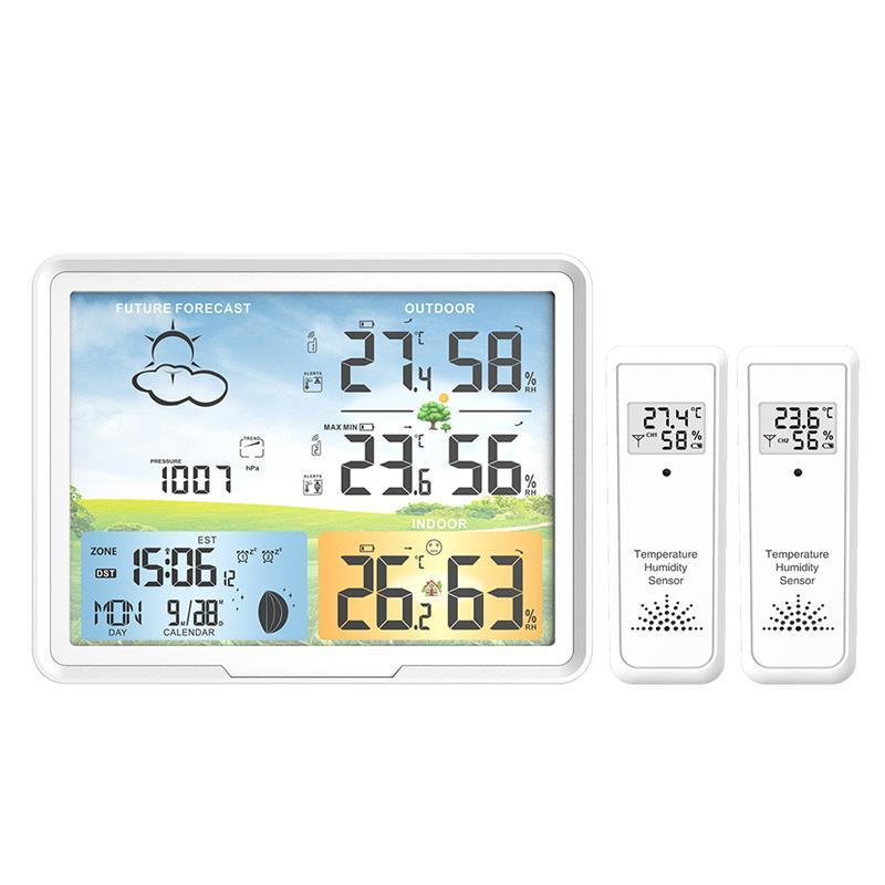 To Weather Station Clocks Wireless Digital Thermometer Hygrometer Forecast Calendars Moon Phase Snooze Alarm Clock PT20B
