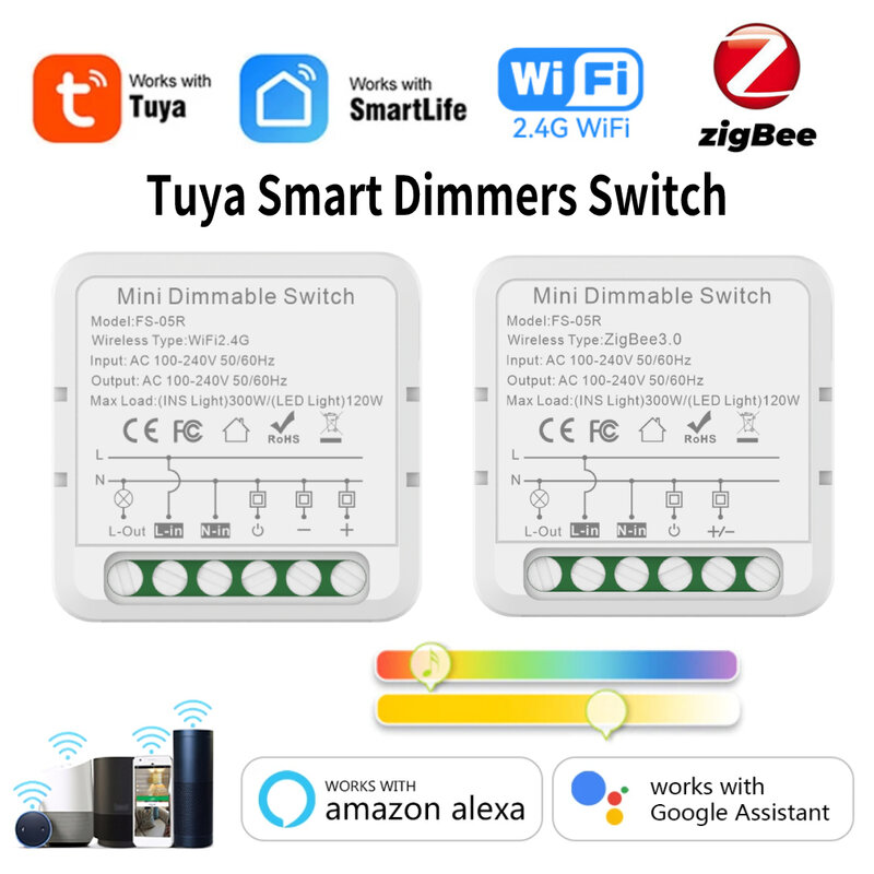 Tuya ZigBee WiFi Smart dimmery moduł przełączający obsługuje 2 kierunkowe sterowanie diodami przełącznik ściemniania działa z Alexa Google Home