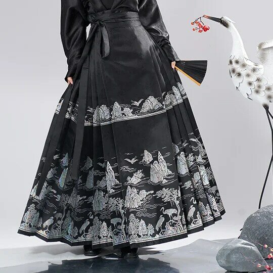 YourqiPao-女性のためのボヘミアンスタイルのスカート,伝統的なドレス,刺繍された毎日の馬のスタイル