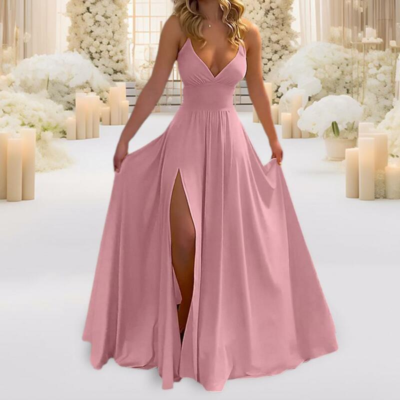 Party Dress Elegant Off Shoulder Ball Gown Evening Dress with Low-cut V Neck Backless Design Women's Formal Prom Party Maxi