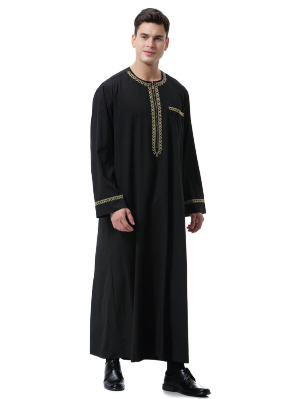 Uomini musulmani Jubba Thobe Dress Abaya abbigliamento islamico abito lungo Saudi Musulman Abaya caftano marocchino Islam Dubai Arab Dressing