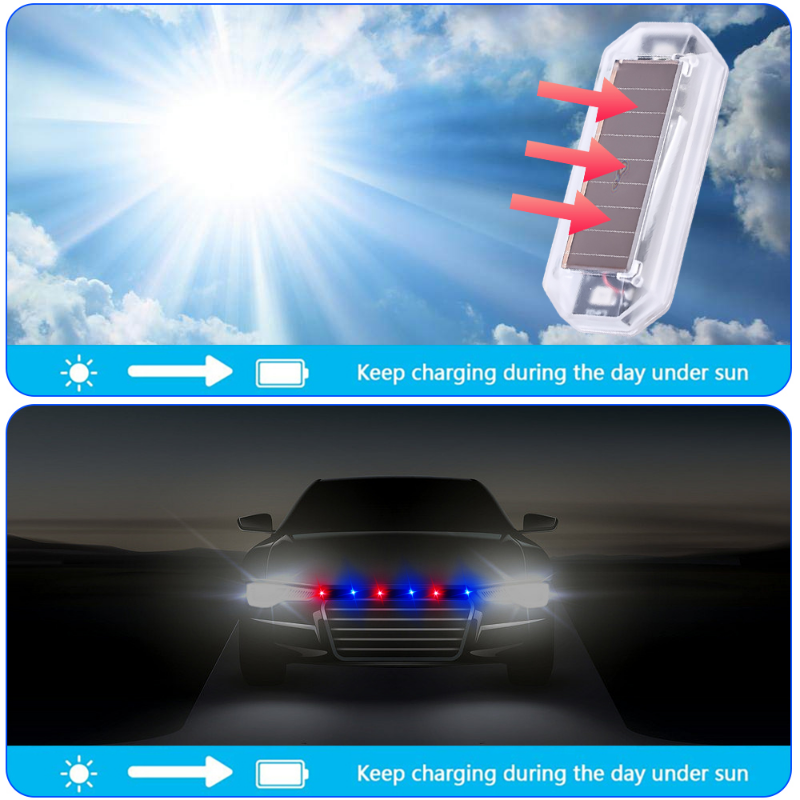 Автомобильная лампа на солнечной батарее 80 мА, универсальная Стробоскопическая Лампа, автомобильный Органайзер, динамический обтекаемый дизайн, вспомогательное освещение