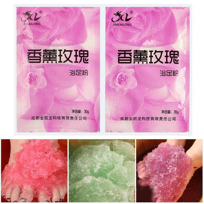 60g! 2pcs Rose Bubble Bath Powder Foot Bath Crystal Body Foot Salt SPA Exfoliation Bath Mud Scruber Care Skin Spa Pedicure