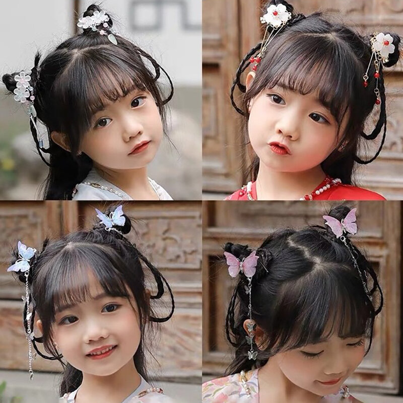 Hanfu jepit rambut gaya kuno, aksesori rambut Tiongkok rumbai rantai panjang manik-manik jepit rambut menjuntai klip rambut perhiasan baru