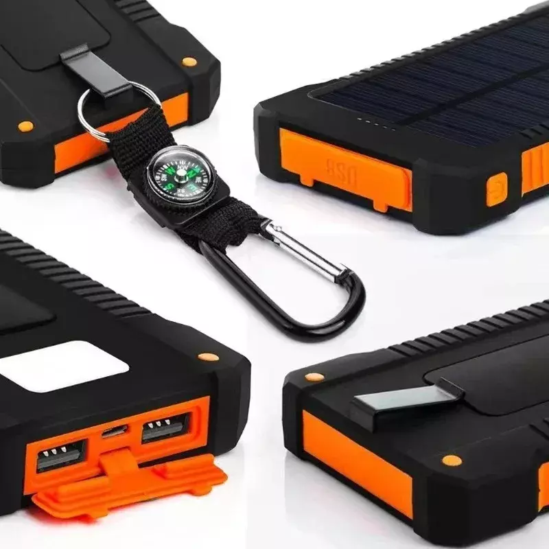 200000mAh External Battery Solar Power Bank Flashlight FAST Charging Portable Waterproof Powerbank for Smart Mobile Phone