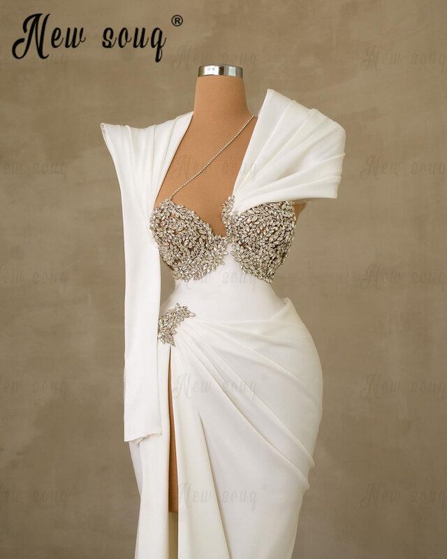 3 Designs Formal Evening Dress Heavy Handmade Silver Crystals Beading Prom Gowns Elegant Wedding Party Dresses Vestido De Noiva