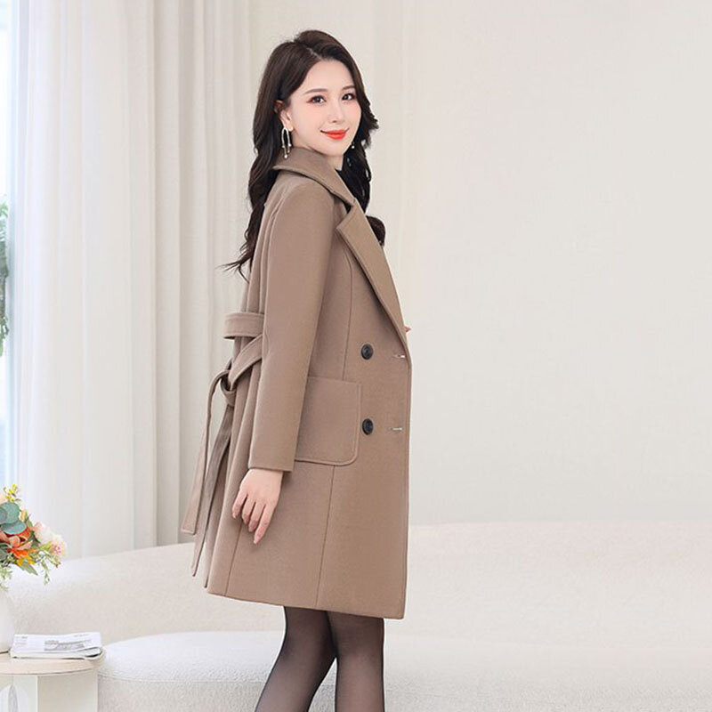 Casaco de alta qualidade de cashmere, o novo temperamento, elegante e elegante, mãe de meia-idade mantém casaco de lã quente, 2023