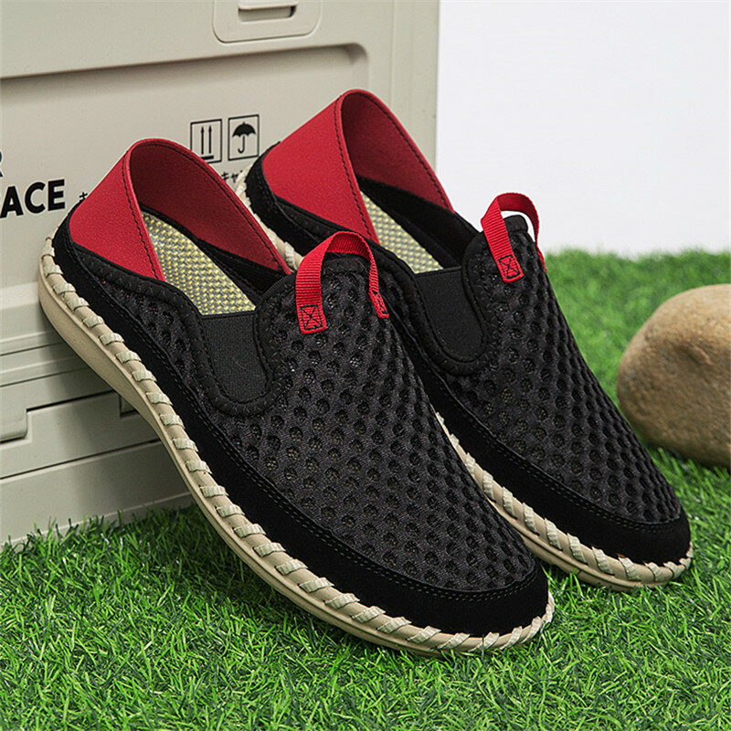 Summer Mesh Shoes Men Sneakers Plus Size Lightweight Breathable Walking Footwear New Slip-on Comfortable Casual Men's Shoes