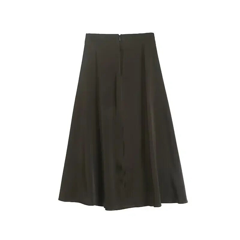 Женская атласная широкая юбка на молнии, Модная элегантная юбка Джокера в стиле ретро, 2024
