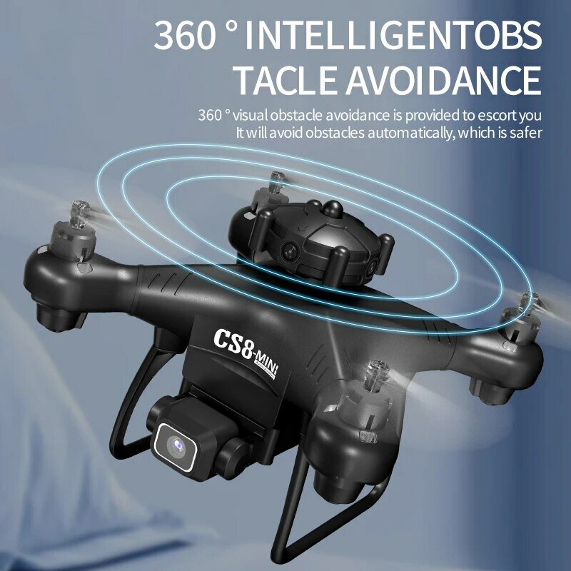 Cs8 mini drone 4k 6k doppel kamera hd profession elle hindernis vermeidung 360 rc weitwinkel einstellbar esc rc quadcopter spielzeug