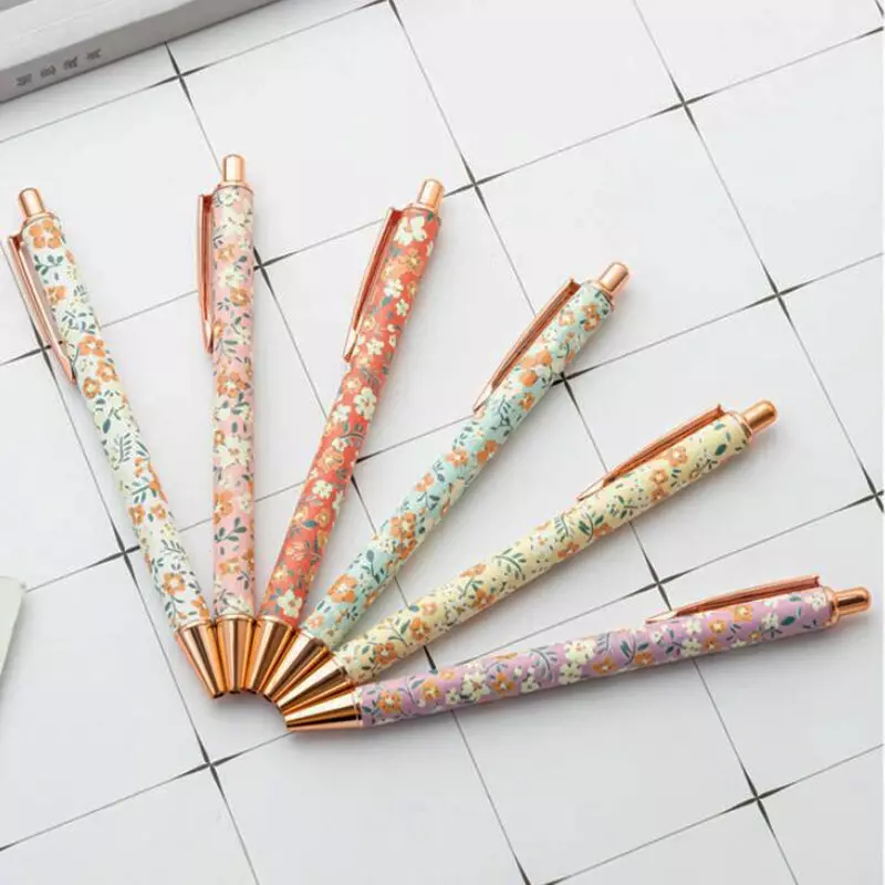 Kawaii Floral 1.0mm Ballpoint Pens Portable Smooth Writing Signature Pens Cute Press Gel Pens Gifts Stationery Office Supplies