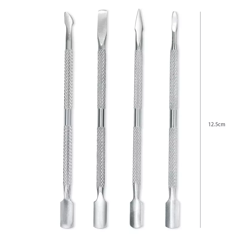4pcs/Lot Stainless Steel Cuticle Remover Double Sided Finger Dead Skin Push Nail Cuticle Pusher Manicure Nail Care Tool