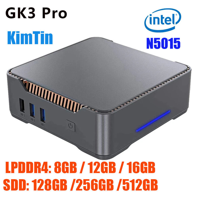 GK3 Pro Mini Gaming PC, Intel Celeron N5105, Windows 11, 4K, 60Hz, HDMI, VGA, Win 11, 8GB, 128GB, Linux, 16GB, 512GB, linux