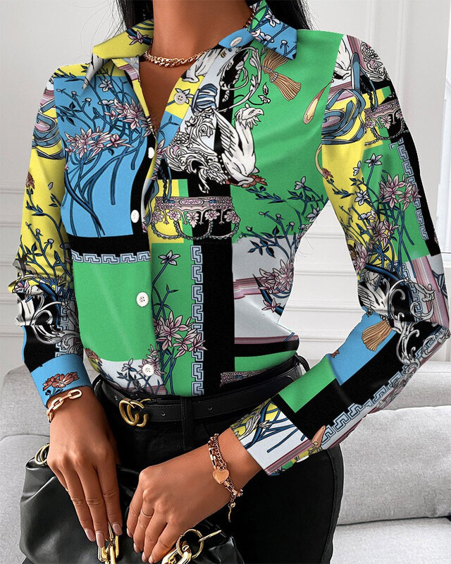 Blusa Mujer Moda 2024 Koszula damska i bluzki Koszula z długim rękawem Vintage Tops Y2k Streetwear Odzież Chemise Femme Blusa Feminina