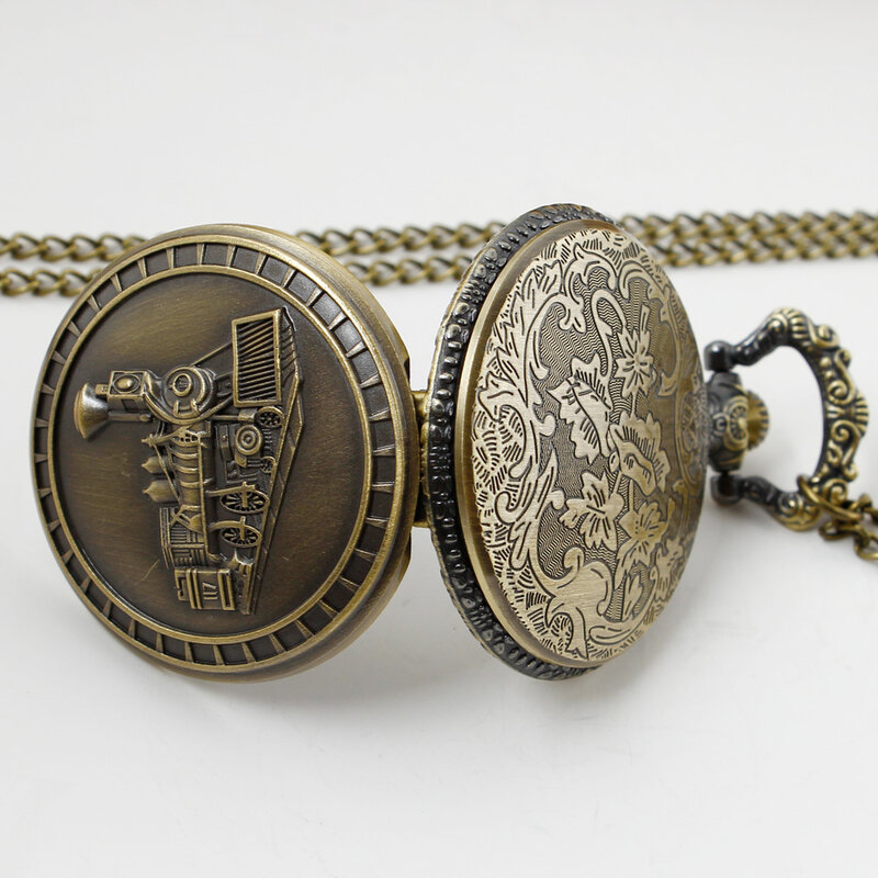 Steam Train-reloj de bolsillo de cuarzo Vintage para hombre, pulsera clásica con abalorio, colgante, regalo con cadena