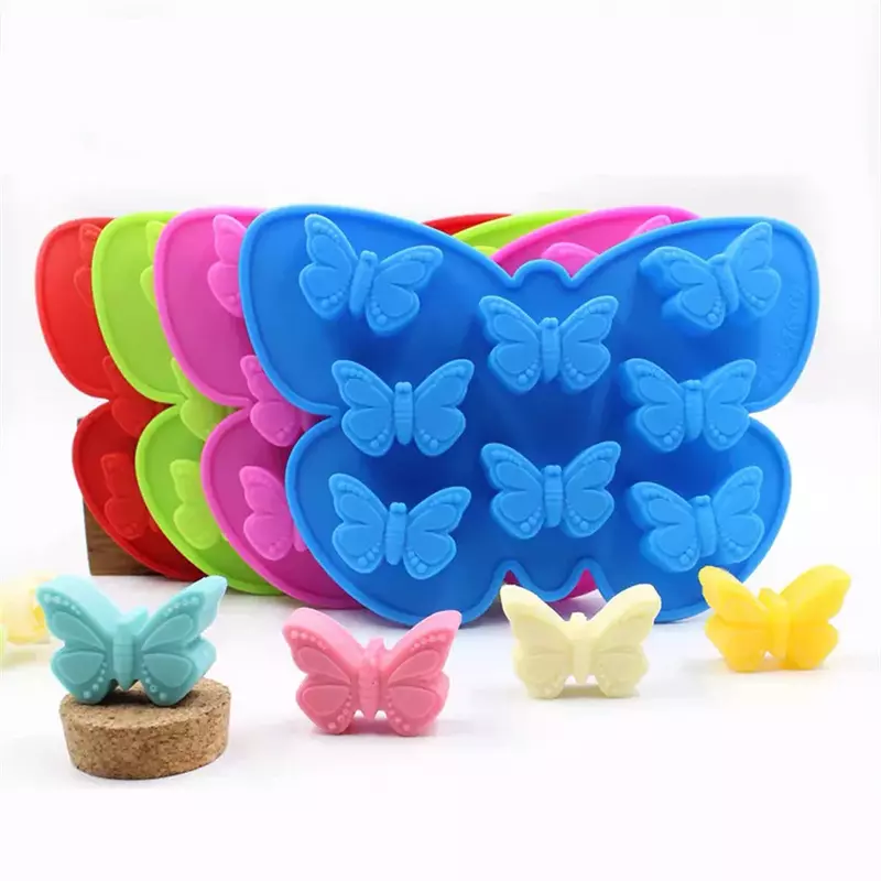 8 Butterfly Cake Mold Silicone Chocolate Candy Baking Molds Butterfly Shape Ice Cube Tray for Baking Cake Soap Bread Muffin Mold