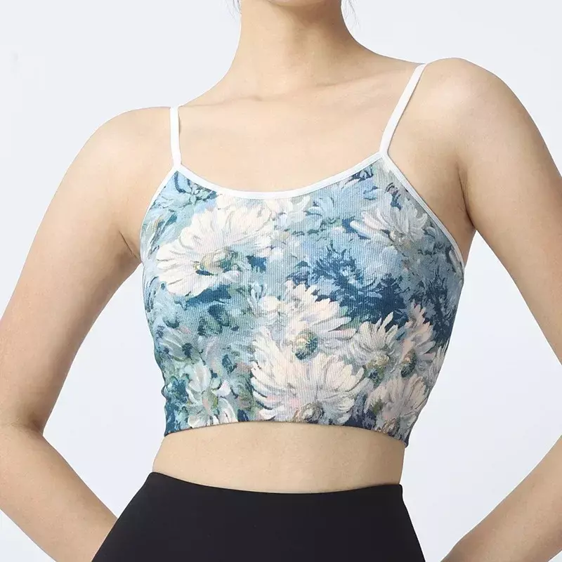 Yoga clothing printing integrated suspender vest uniform size sports shirt sweat-absorbent beauty back fitness bra
