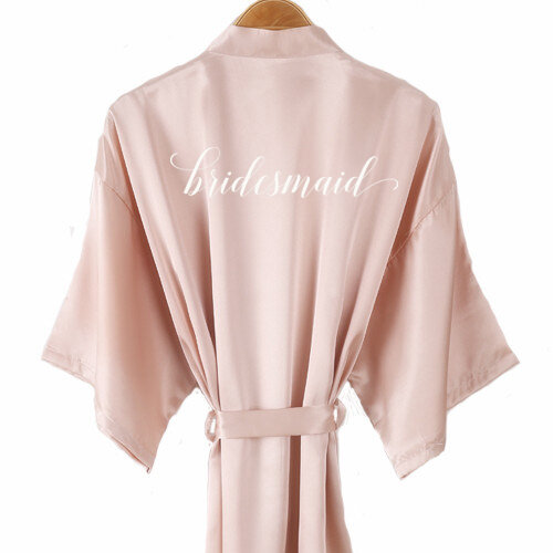 Халат-кимоно Женский атласный, халаты цвета шампанского для невесты и матери, одежда для сна для подружки невесты, свадебные короткие халаты