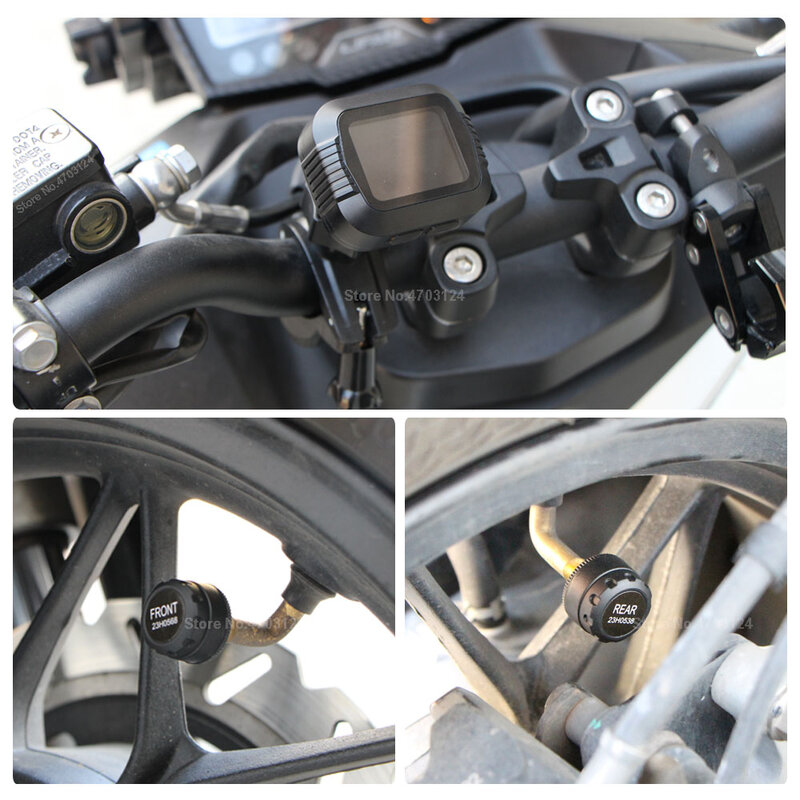 ระบบตรวจสอบแรงดันลมยาง TPMS รถจักรยานยนต์แบบสากลหน้าจอ LCD แบบไร้สายแสดงสถานะการเลื่อนดิจิตอลที่แม่นยำสำหรับ BMW