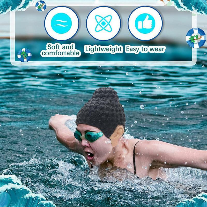 Swimmers Cap Adult Swim Cap For Women Latex Hat Buddha Shape Adult Swim Cap Protect Hair Health For Swimming Club And Lovers