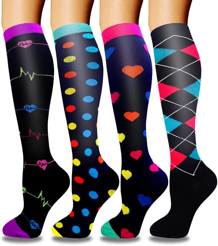 Компрессионные носки для бега, спортивные носки 20-30 мм рт. Ст. До колена, женские и мужские носки для путешествий с защитой от усталости