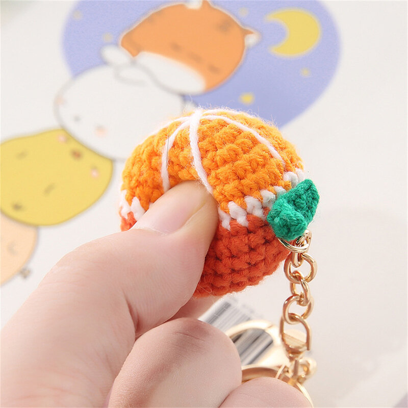 Criativo Crochet Hamburger Car Keychains, Doce malha Donut Keyrings, Handmaking Weaved, Chaveiros bonitos para chaves do carro Acessórios