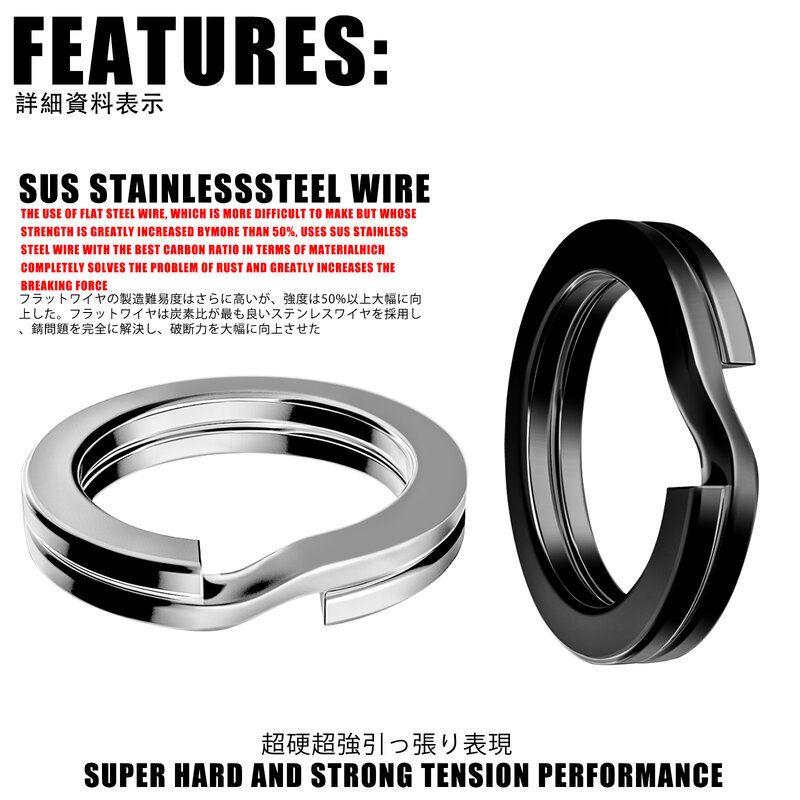 Angeln Split Ringe Silber/Schwarz Rostfreiem Stahl 3,5-12MM Kurbel Köder Hohe Qualität Stärken Doppel Kreis Runde snap Zubehör