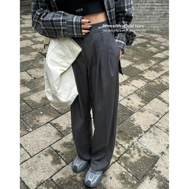 Женские брюки с Вышивкой Букв firmранчо, свободные повседневные штаны, одежда в Корейском стиле для осени, бесплатная доставка