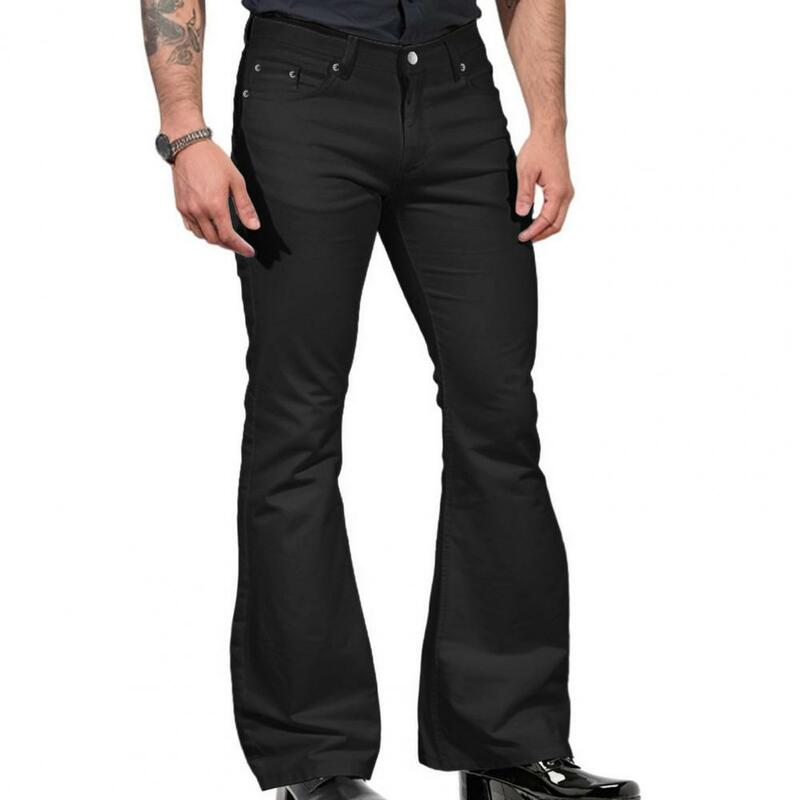 Брюки-клеш в стиле ретро, привлекательные винтажные штаны в стиле ретро, модные мужские винтажные джинсы, облегающие брюки-колокол в стиле Харадзюку